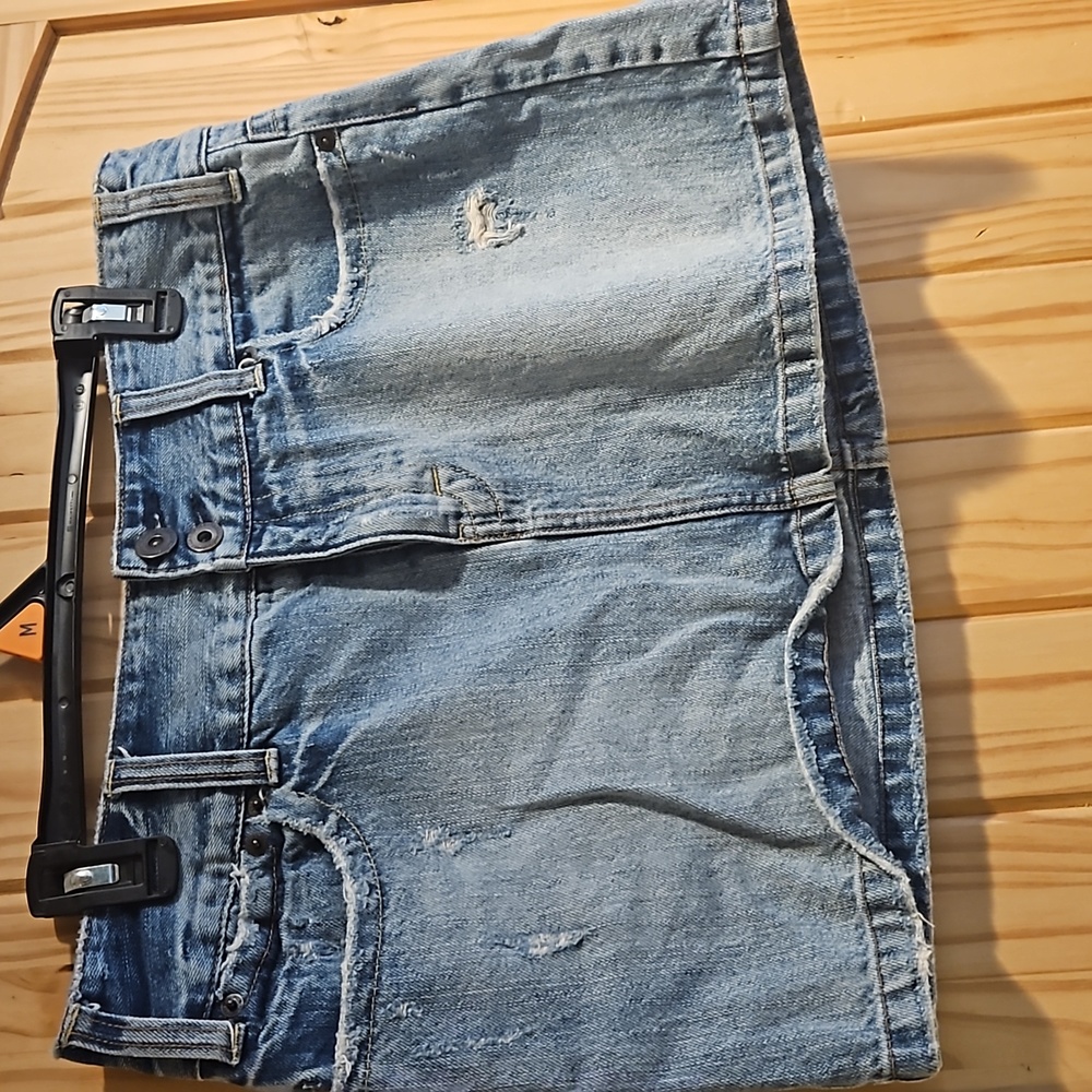 American Eagle distressed jean denim mini skirt womens size 12